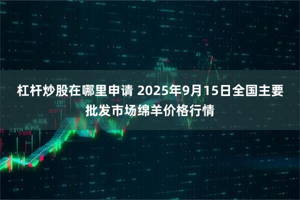 杠杆炒股在哪里申请 2025年9月15日全国主要批发市场绵羊价格行情